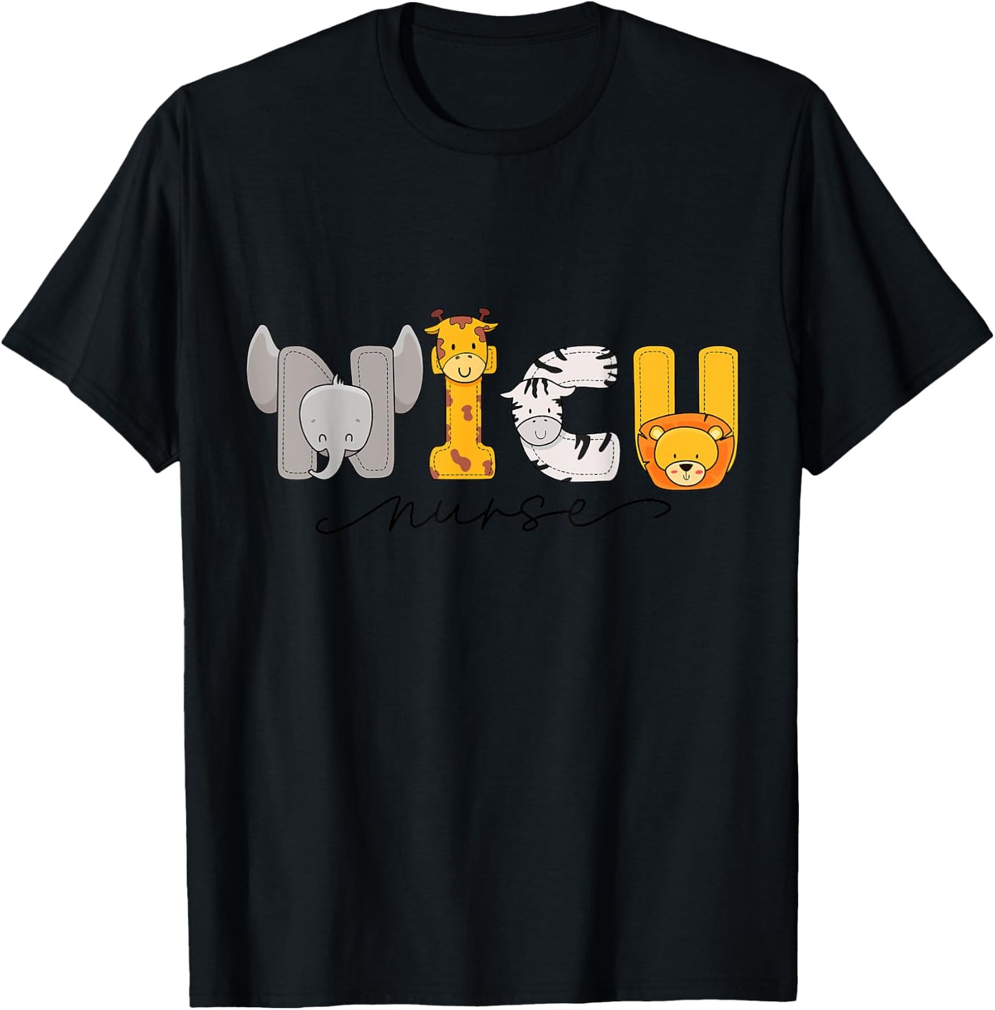 Adorable Baby Animals Graphic NICU Nurse's Day Apparel T-Shirt - T-Shirt | Black