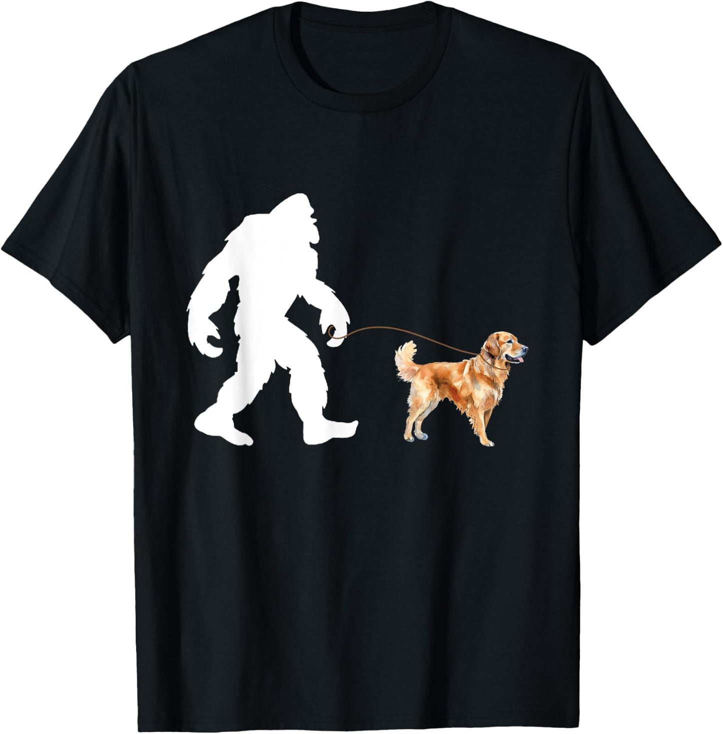 Bigfoot And Golden Retriever - Canine Lover Dog Owner Women Girls Kids T-Shirt - T-Shirt | Black