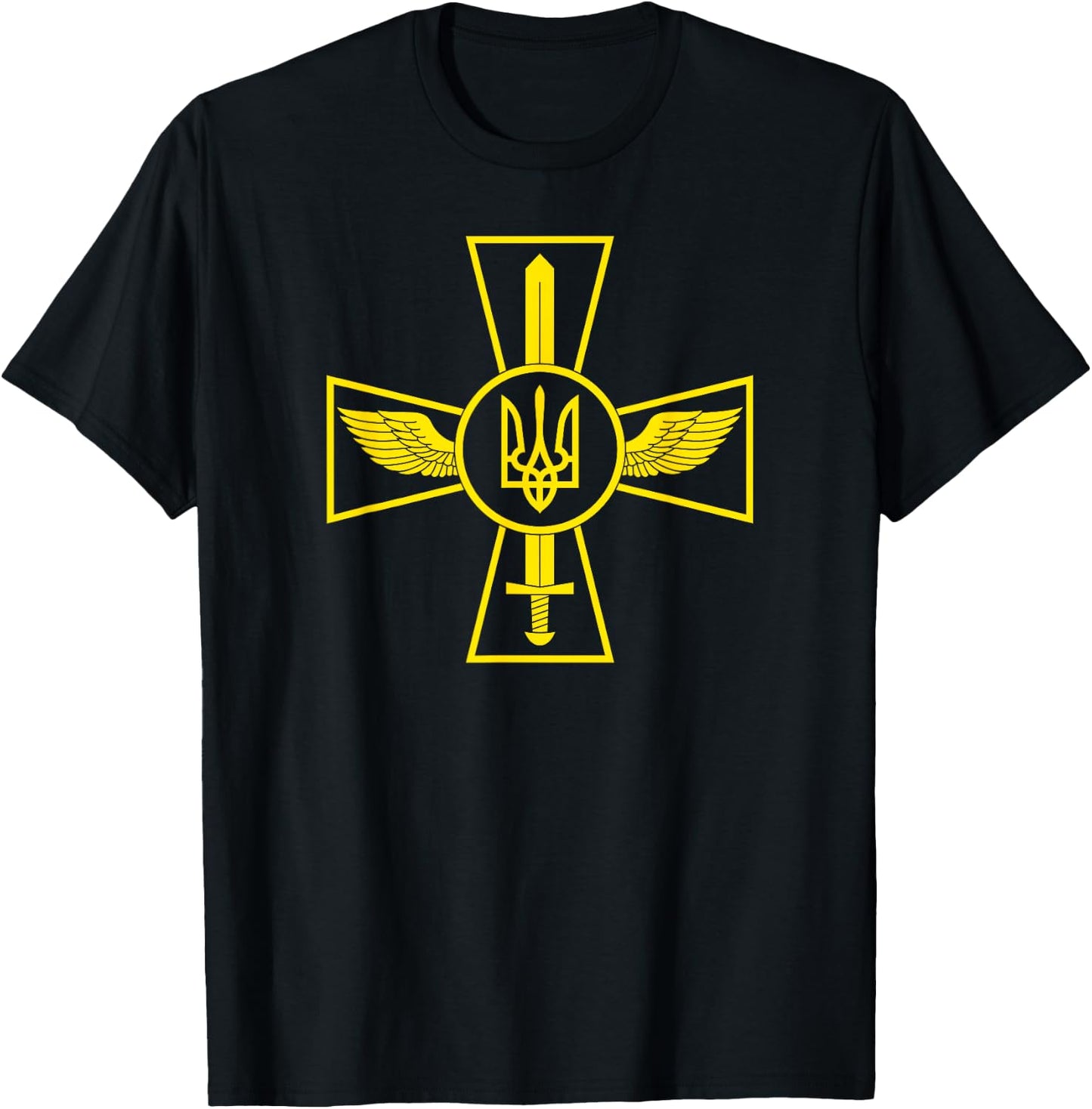 Ukrainian Air Force Emblem Ukraine Armed Forces Uaf (yellow) T-Shirt - T-Shirt | Black