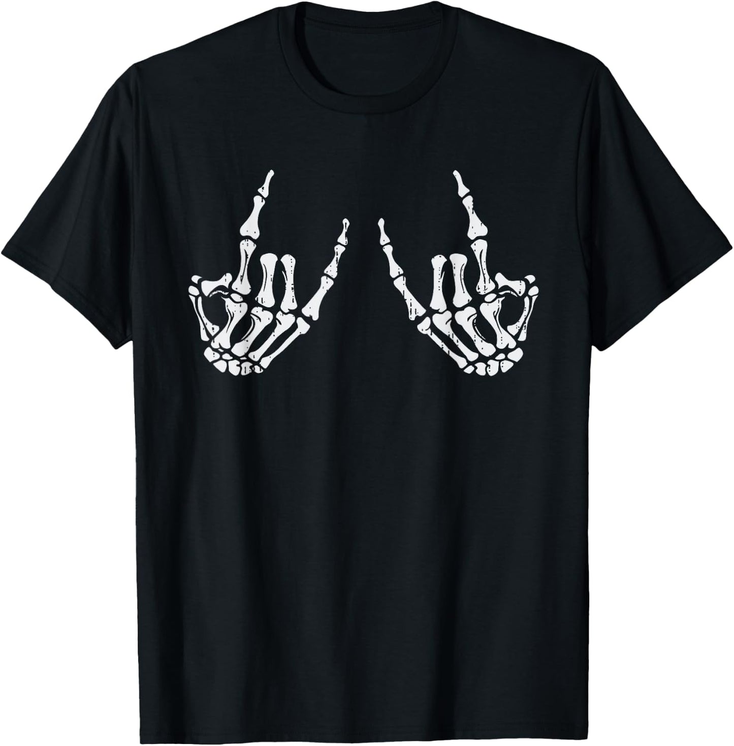 Retro Rocker Hand Sign Rock Skeleton Halloween T-Shirt - T-Shirt | Black
