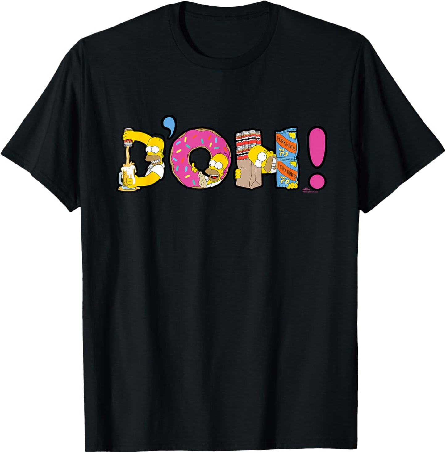 The Simpsons Homer Simpson Beer and Donuts Letters D’OH! T-Shirt - T-Shirt | Black