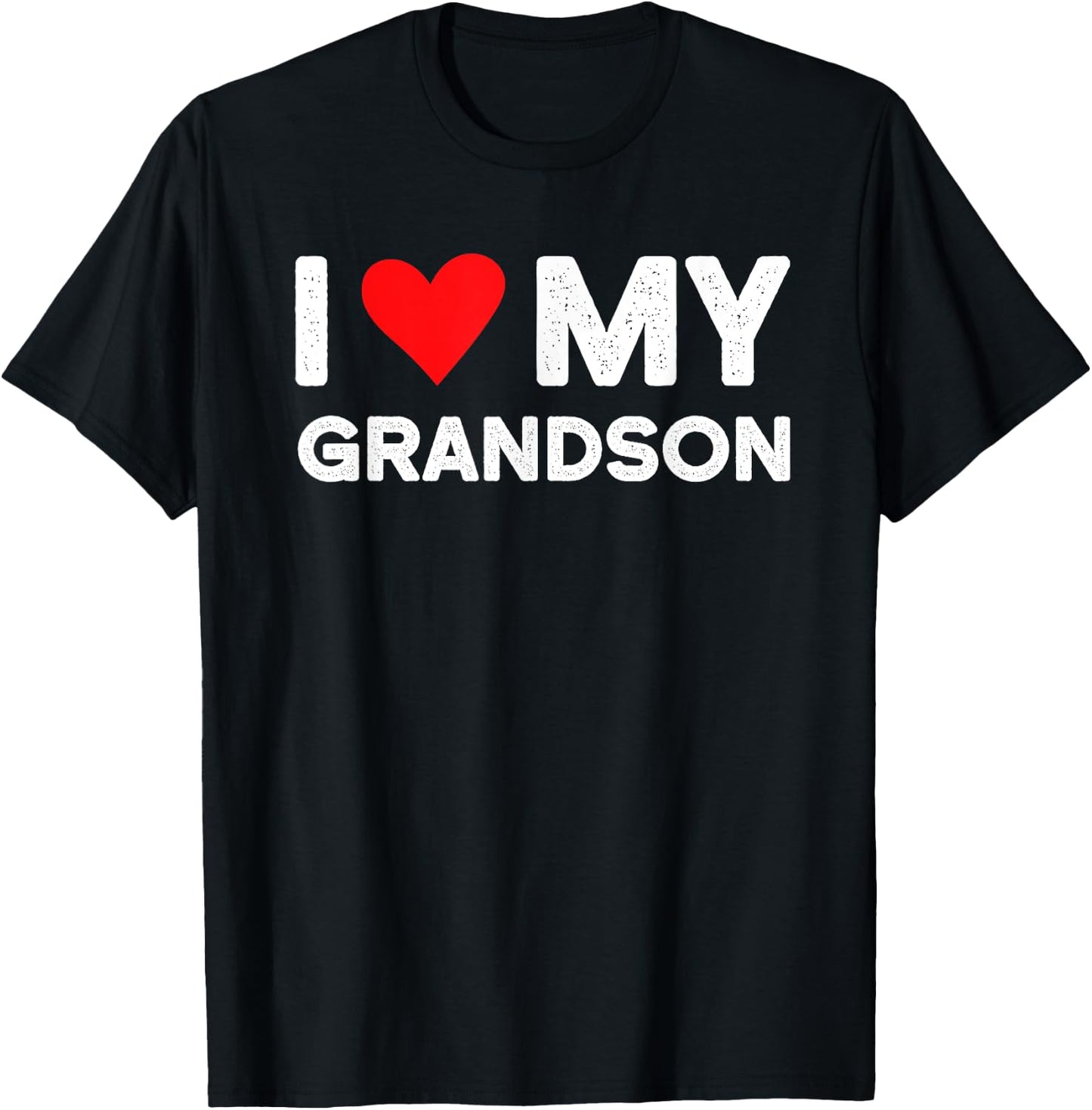 Red Heart Love Grandson Funny Vintage I Love My Grandson T-Shirt - T-Shirt | Black