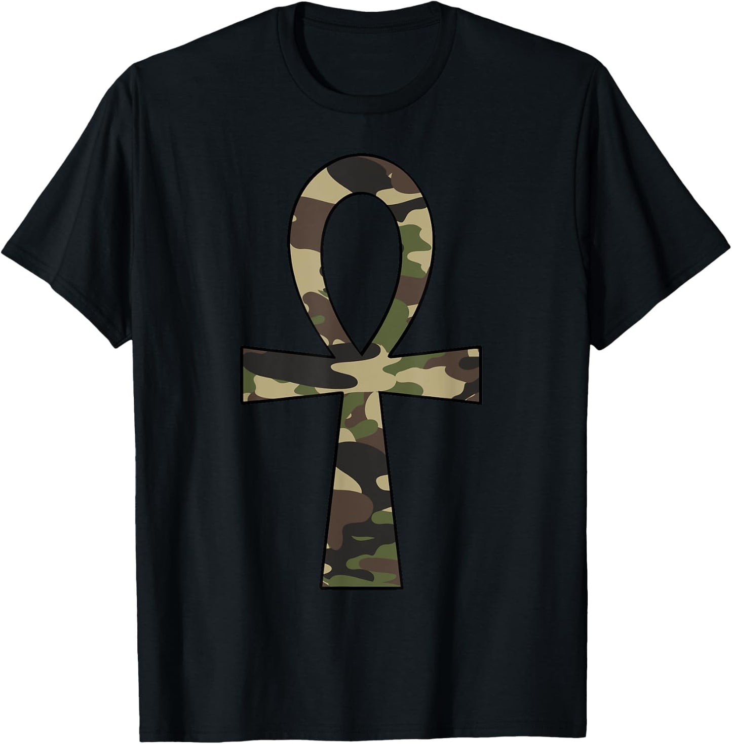 Ankh Cross Camo Egyptian African Pride T-Shirt - T-Shirt | Black