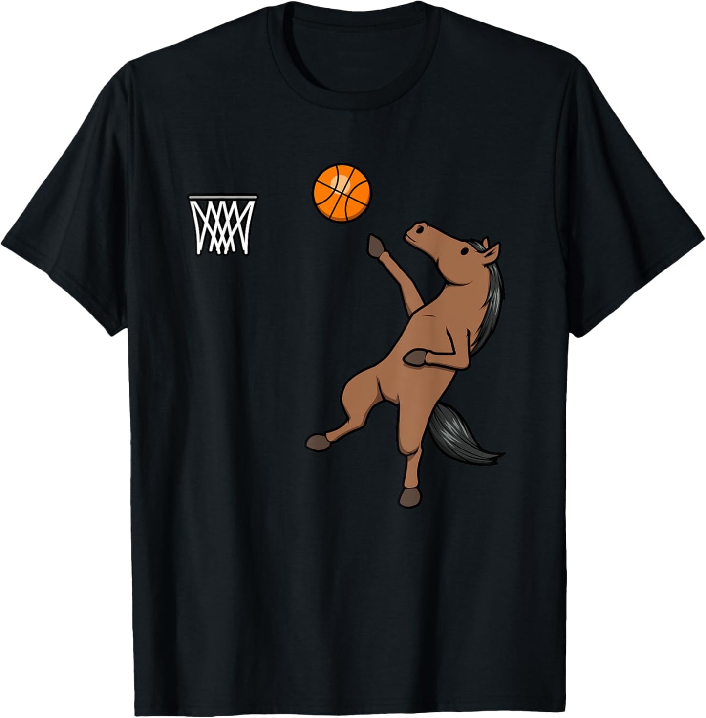 Horse Playing Basketball Ball Sports Hobby T-Shirt - T-Shirt | Black