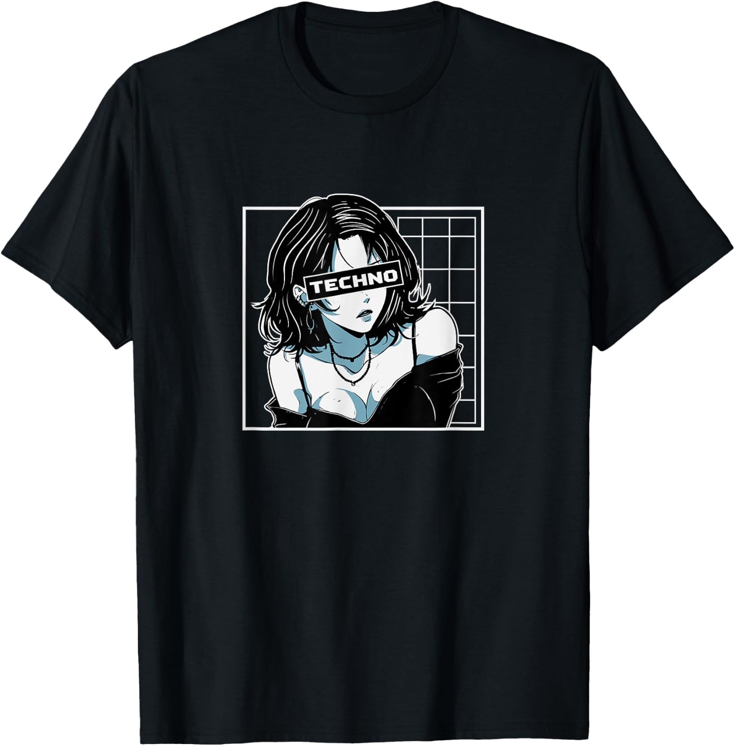 Techno & Anime,Kawaii Anime Girl Loves Hardcore Techno Music T-Shirt - T-Shirt | Black