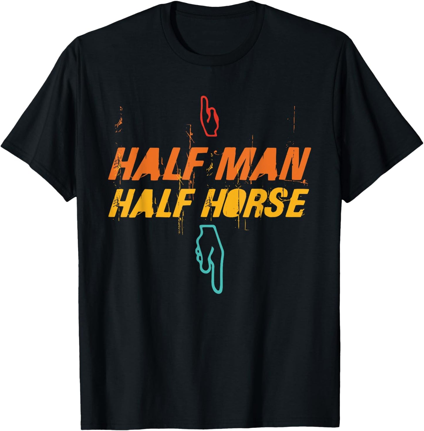 Half Man Half Horse Retro Vintage T-Shirt - T-Shirt | Black