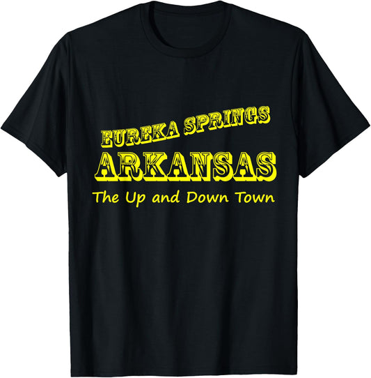 Eureka Springs Arkansas Up and Down Town Souvenir T-Shirt - T-Shirt | Black