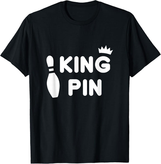 King Pin Bowling Funny Cute Couples Bowler League Gift T-Shirt - T-Shirt | Black