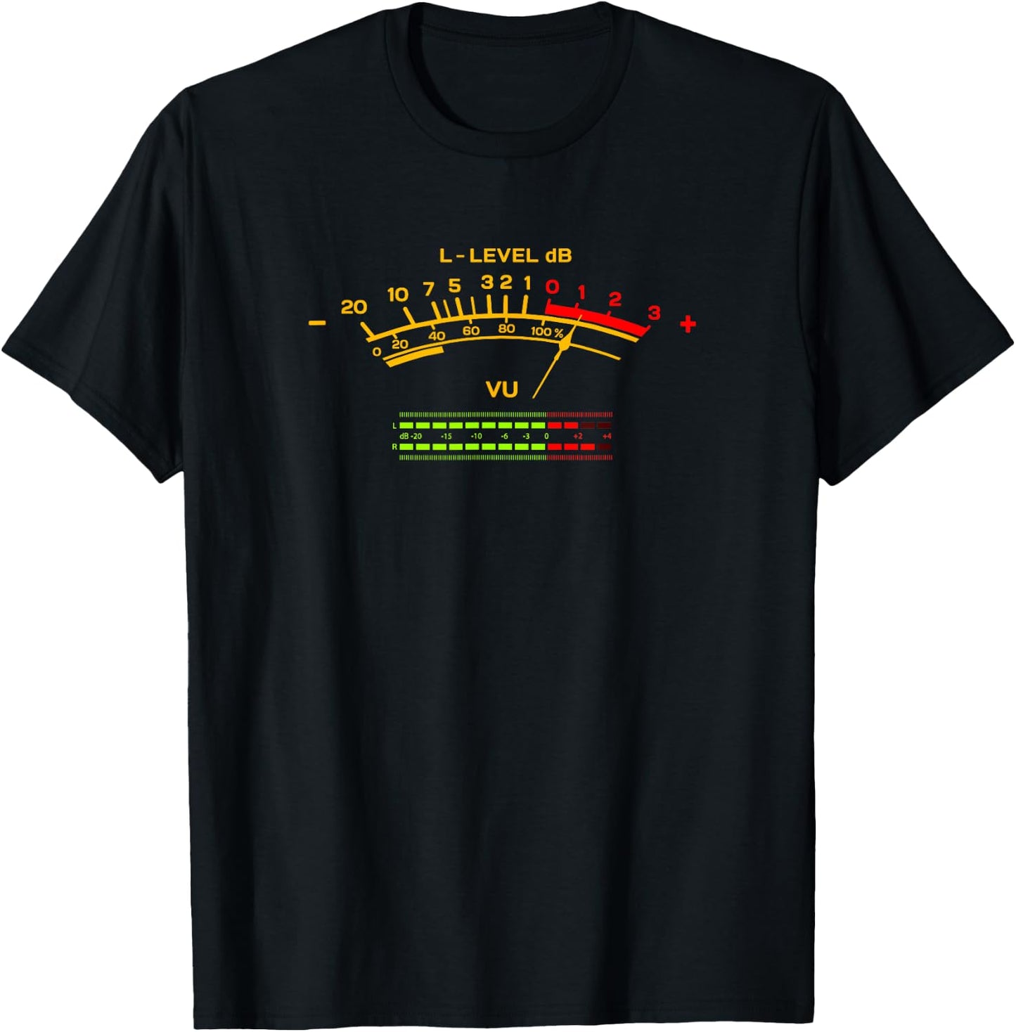 Retro VU Meter Vintage Hi-Fi Audio Stereo Music Sound T-Shirt - T-Shirt | Black