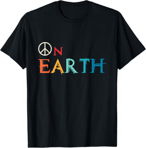 Peace On Earth Peace Sign Symbol Hippie World Love Pacifist T-Shirt - T-Shirt | Black