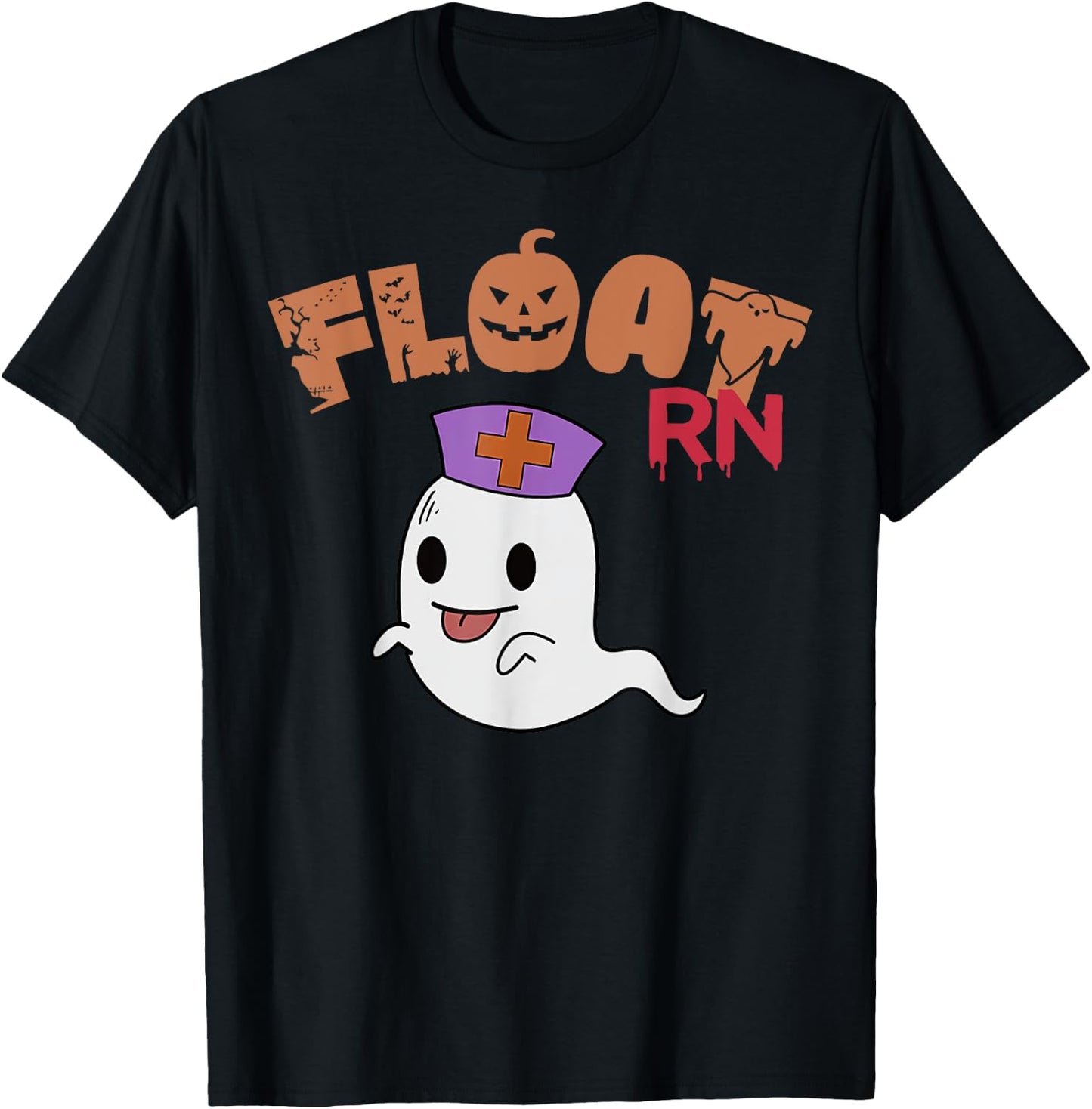 Float Nurse Ghost Boo Crew Halloween Nursing Float Pool RN T-Shirt - T-Shirt | Black