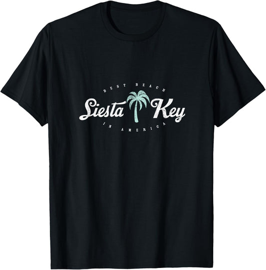 Siesta Key Best Beach in America Palm Tropical Men Women Girls Kids T-Shirt - T-Shirt | Black