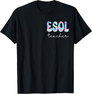 ESOL Teacher Groovy Back to School Cute Teachers Women Girl T-Shirt - T-Shirt | Black