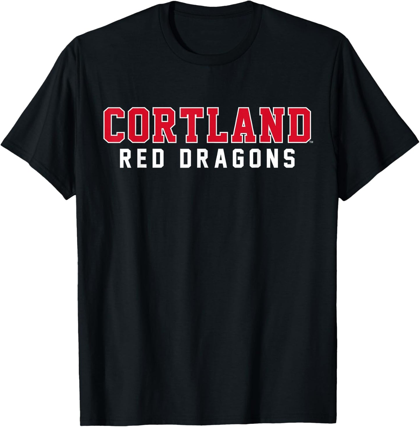 SUNY Cortland Red Dragons Classic Stacked Collegiate Text T-Shirt - T-Shirt | Black