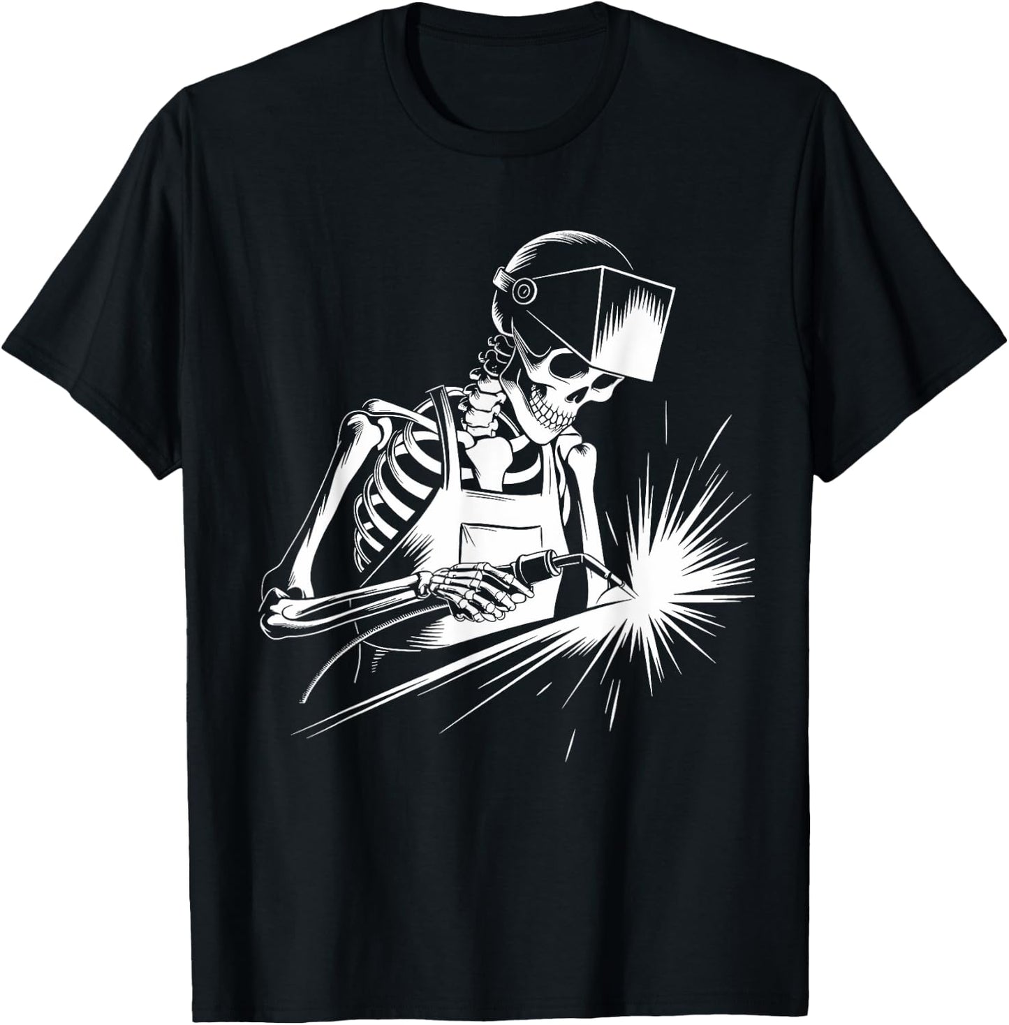 Funny Skeleton Welding Lovers Spooky Halloween Welder T-Shirt - T-Shirt | Black