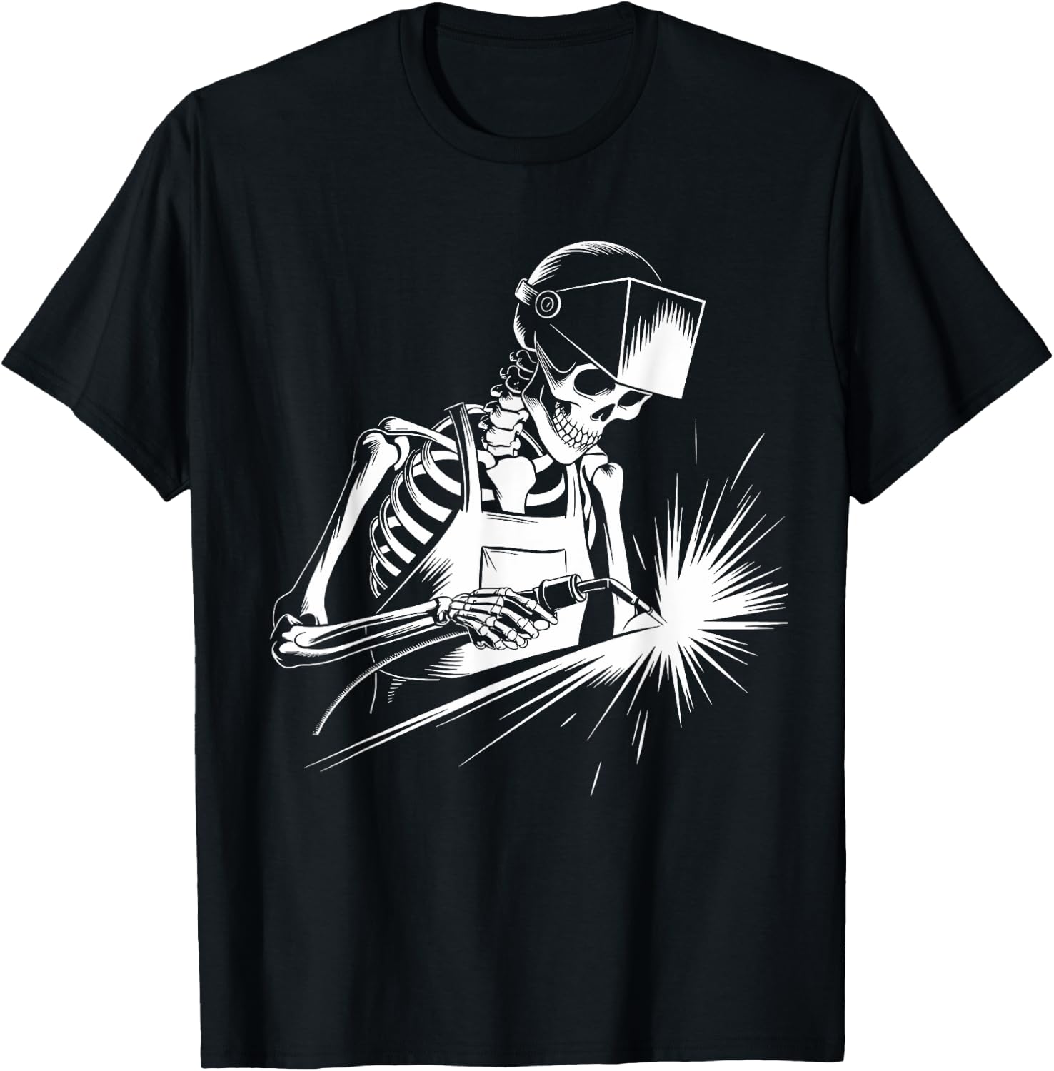 Funny Skeleton Welding Lovers Spooky Halloween Welder T-Shirt - T-Shirt | Black