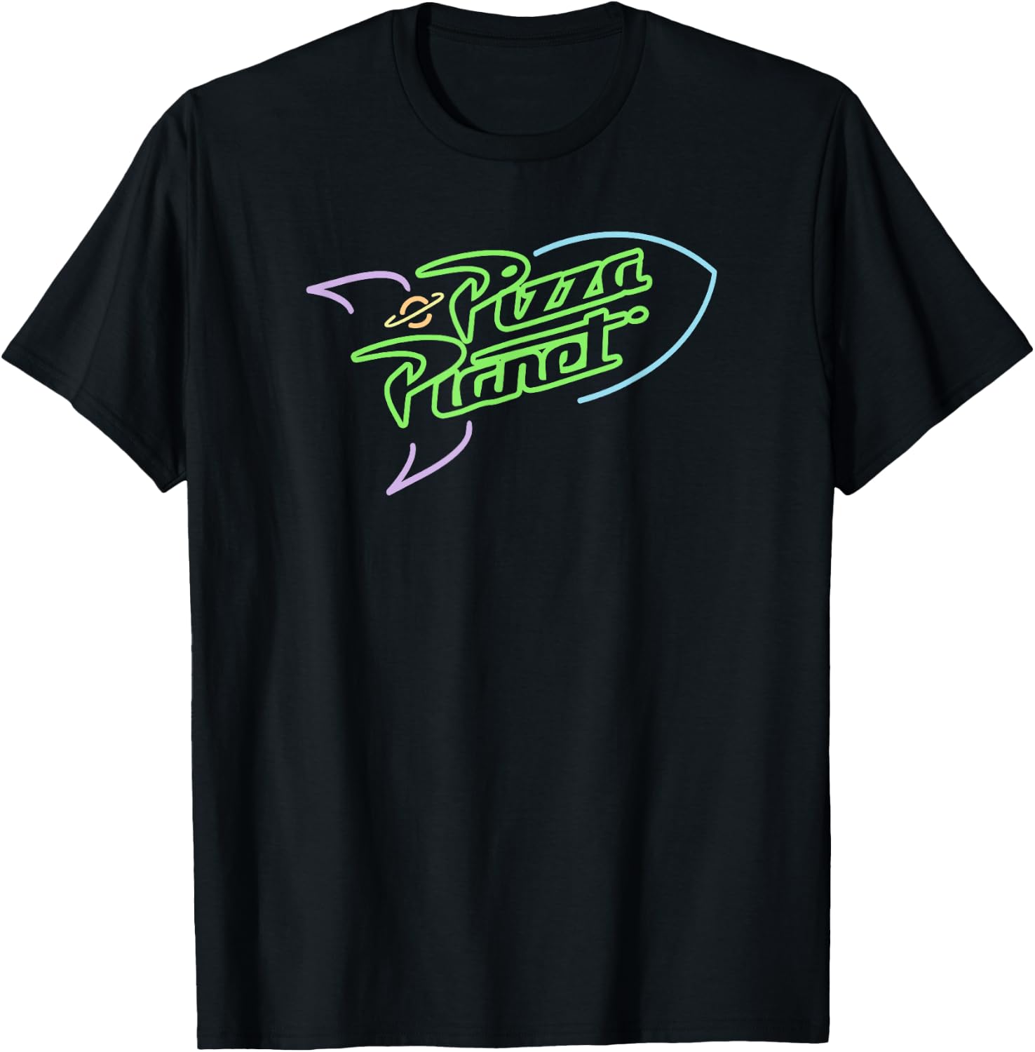 Disney Pixar Toy Story Pizza Planet Neon Spaceship Logo T-Shirt - T-Shirt | Black