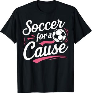 Soccer Breast Cancer Awareness Month Pink Ribbon T-Shirt - T-Shirt | Black