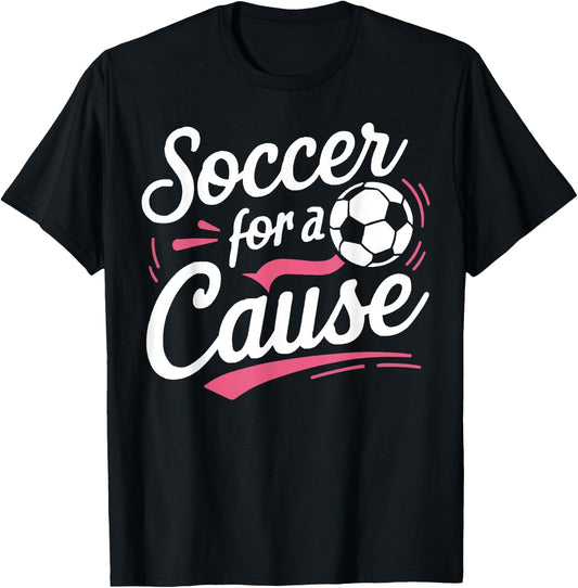 Soccer Breast Cancer Awareness Month Pink Ribbon T-Shirt - T-Shirt | Black