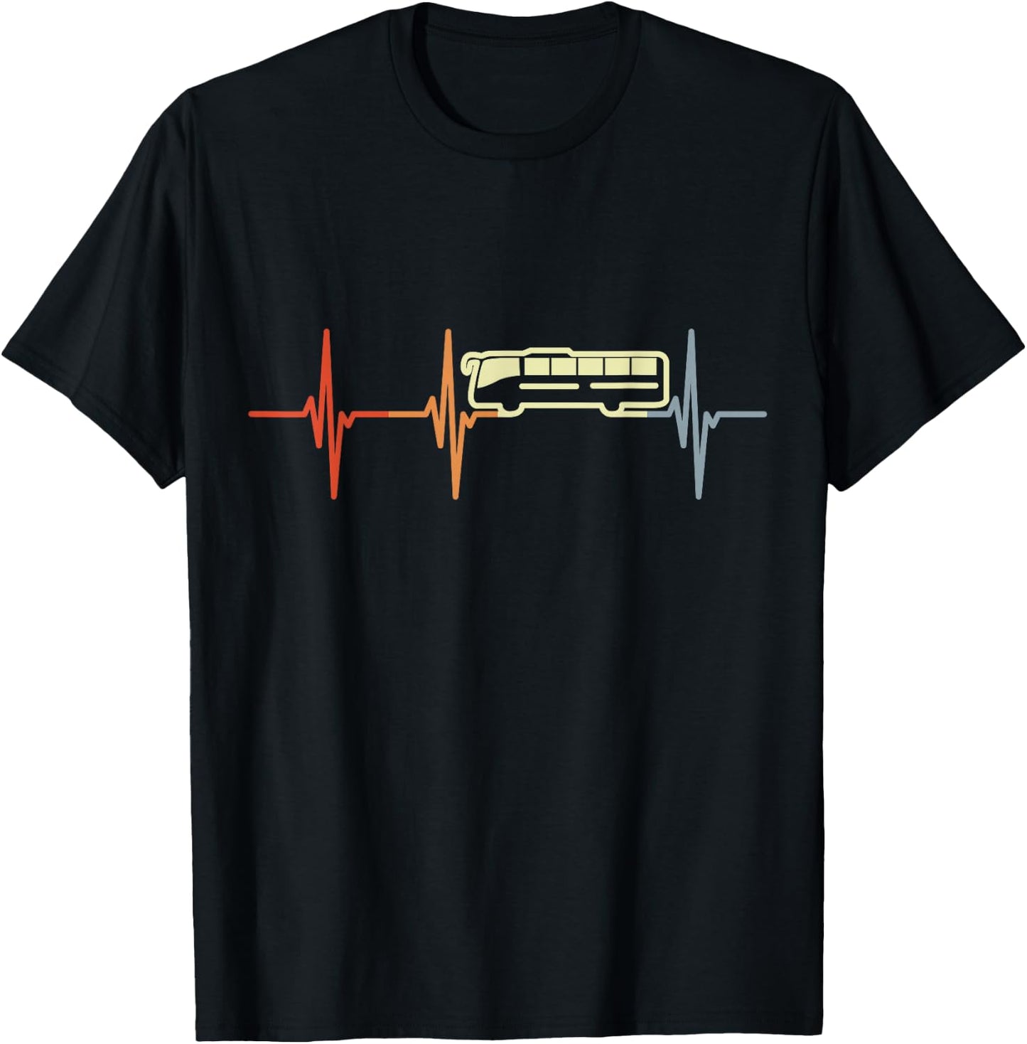 Bus Cardiogram Retro Transit Driver T-Shirt - T-Shirt | Black