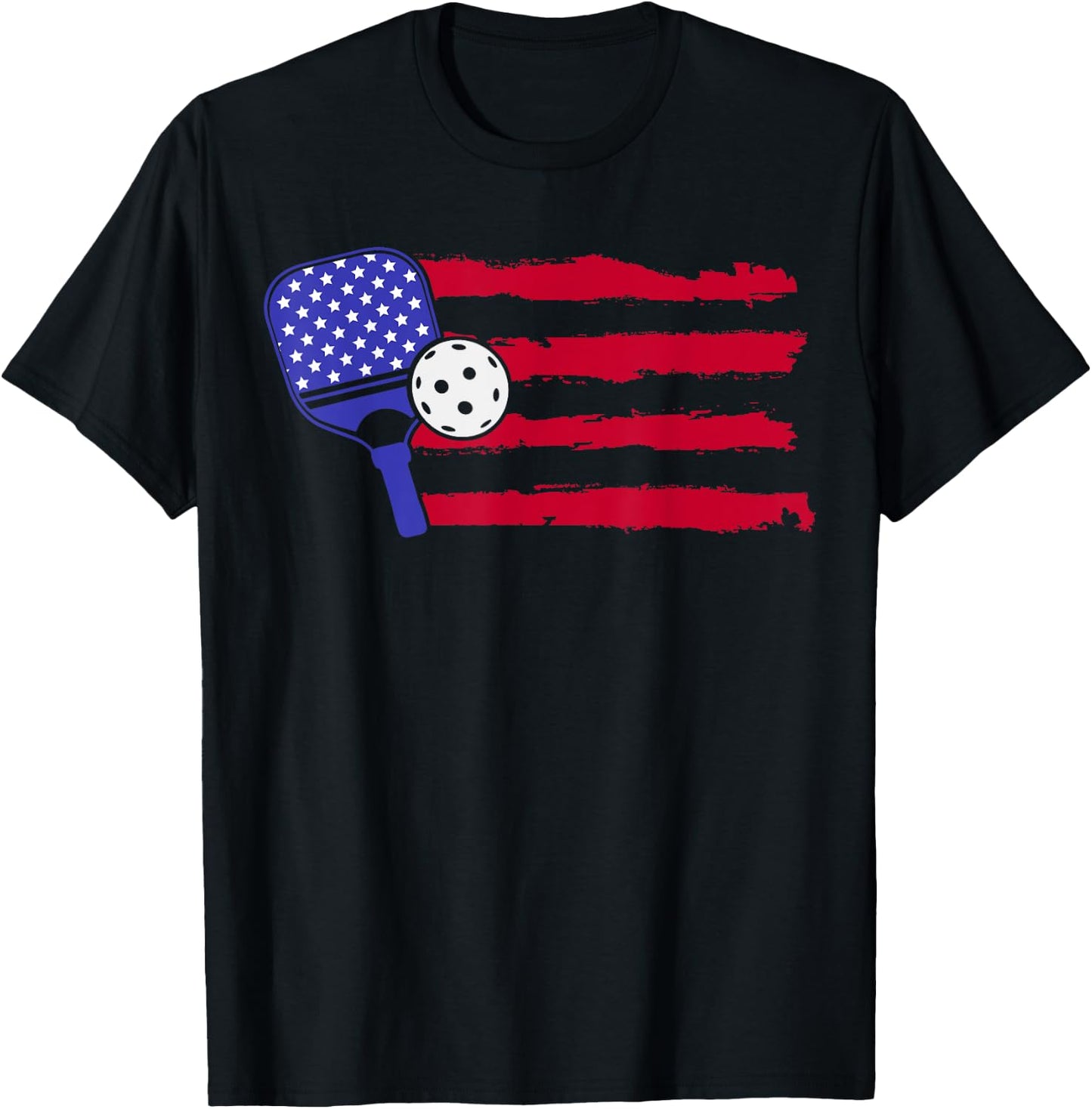 Pickleball US Flag American Patriotic Pickleball 4th Of July Women Kids Men T-Shirt - T-Shirt | Black