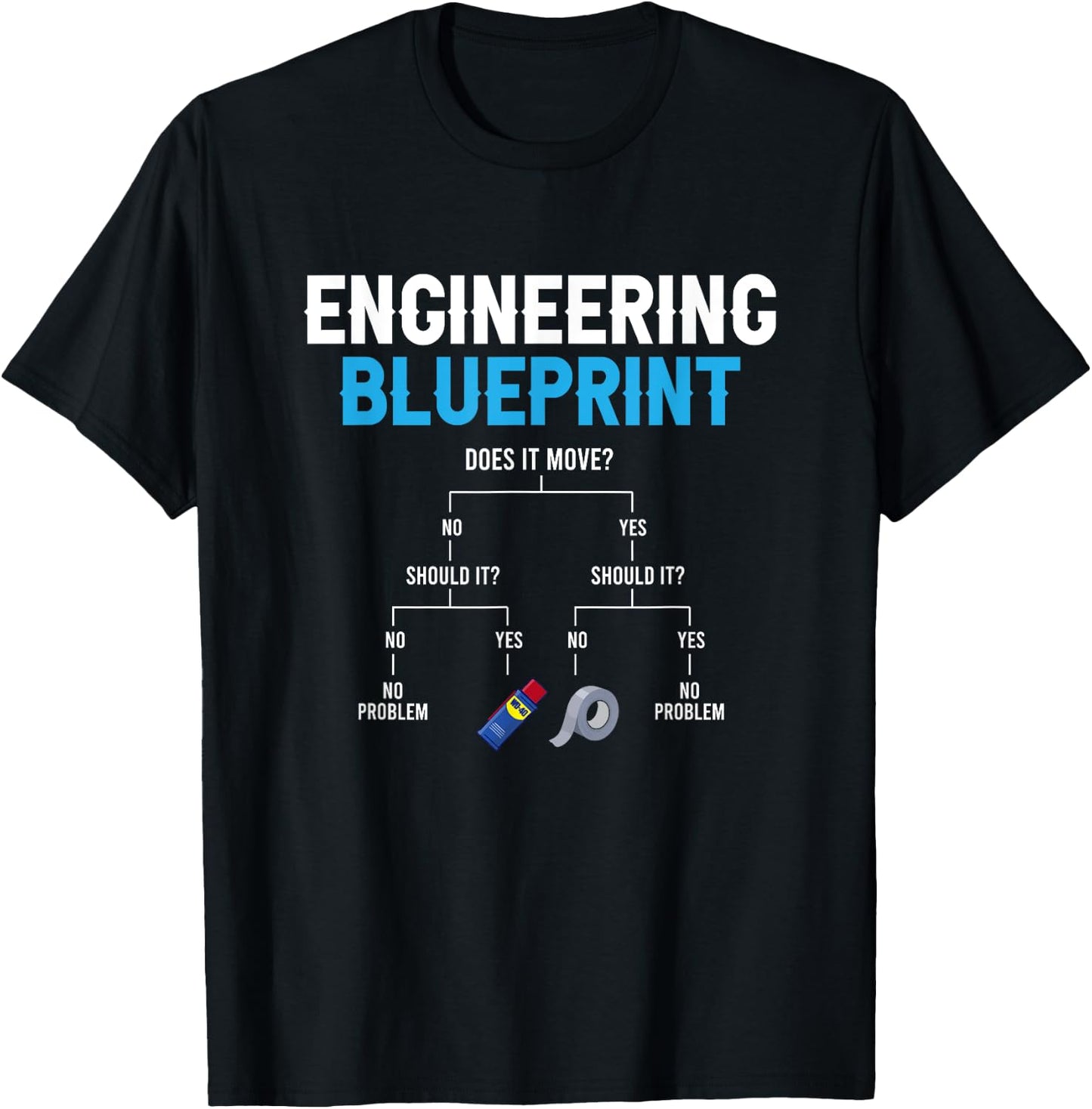 Engineering Blueprint Funny Engineer Duct Tape Repairing T-Shirt - T-Shirt | Black