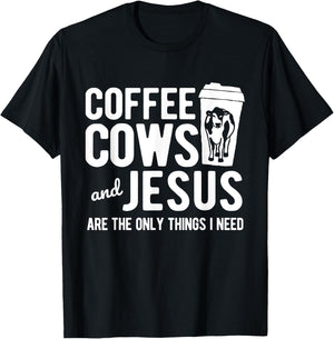Only Things I Need Farming Farm Cow T-Shirt - T-Shirt | Black