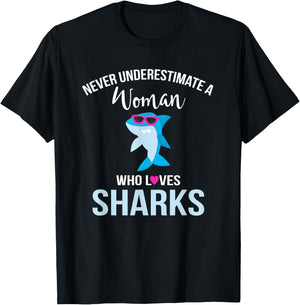 Shark Shirt Women Funny Shark Lover Graphic for Adult T-Shirt - T-Shirt | Black