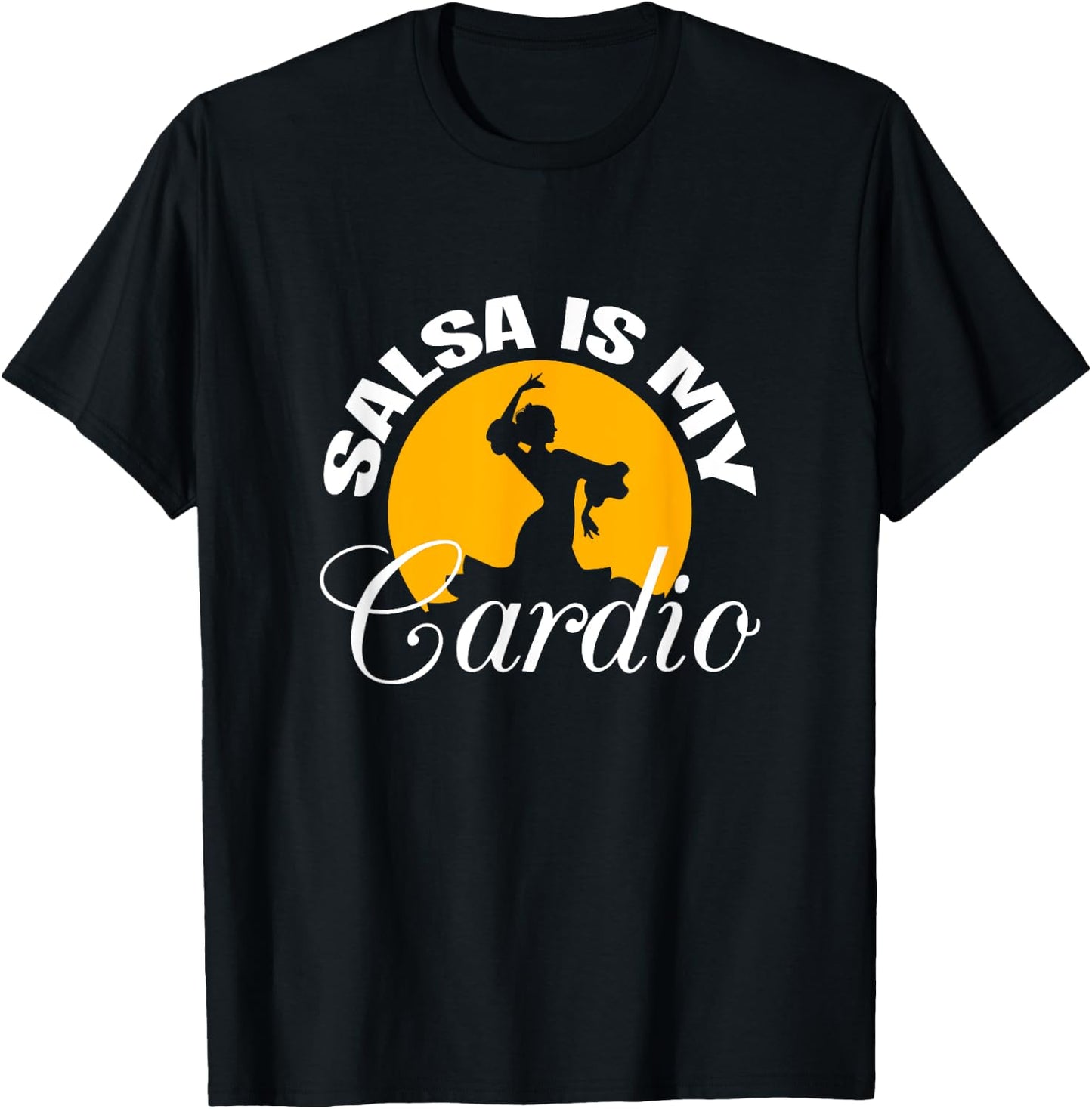 Salsa Is My Cardio Dance Silhouette Moonlight T-Shirt - T-Shirt | Black