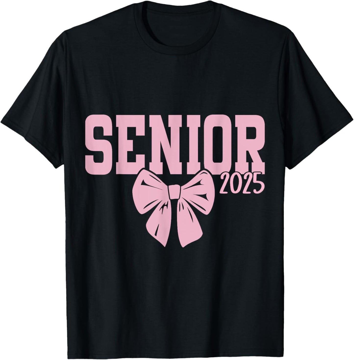 Senior 2025 pink coquette bow girls class of 2025 T-Shirt - T-Shirt | Black