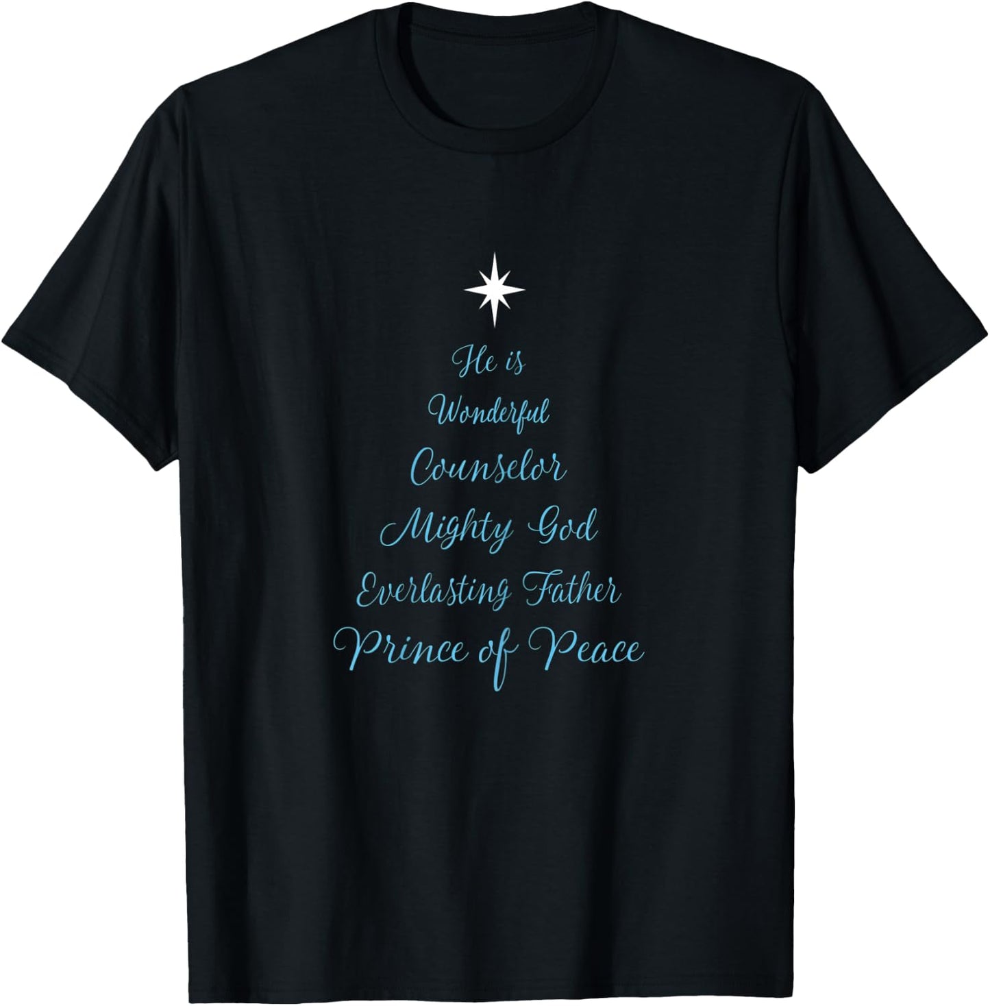 Wonderful Counselor Christmas Tree Christian Bible Verse T-Shirt - T-Shirt | Black