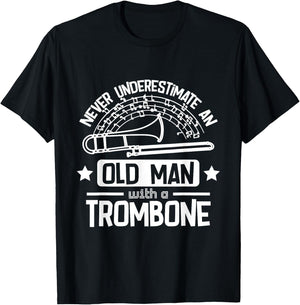 Never underestimate an old man with a trombone T-Shirt - T-Shirt | Black