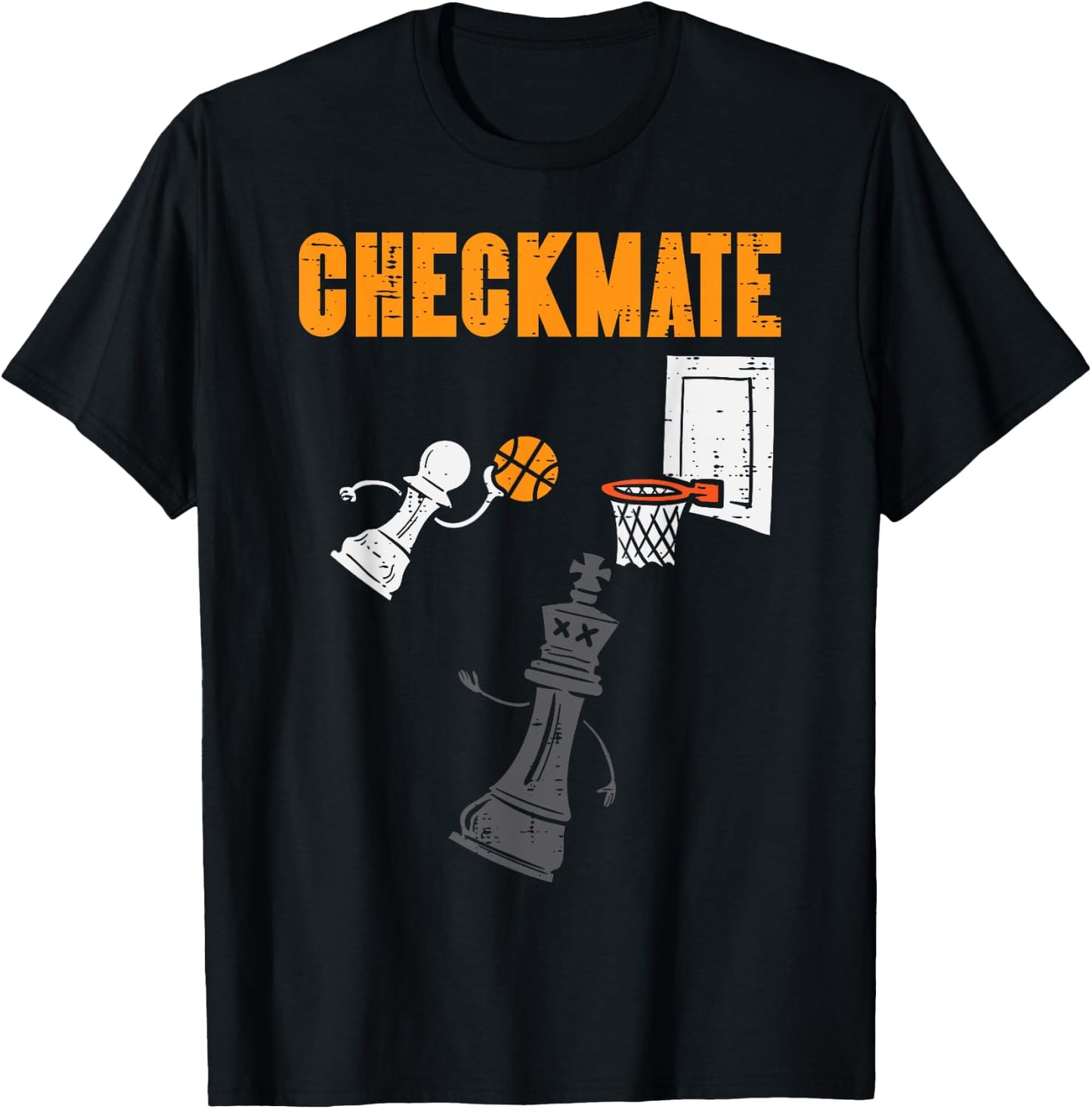 Checkmate Pawn Basketball Dunk On King Chess Game Player T-Shirt - T-Shirt | Black