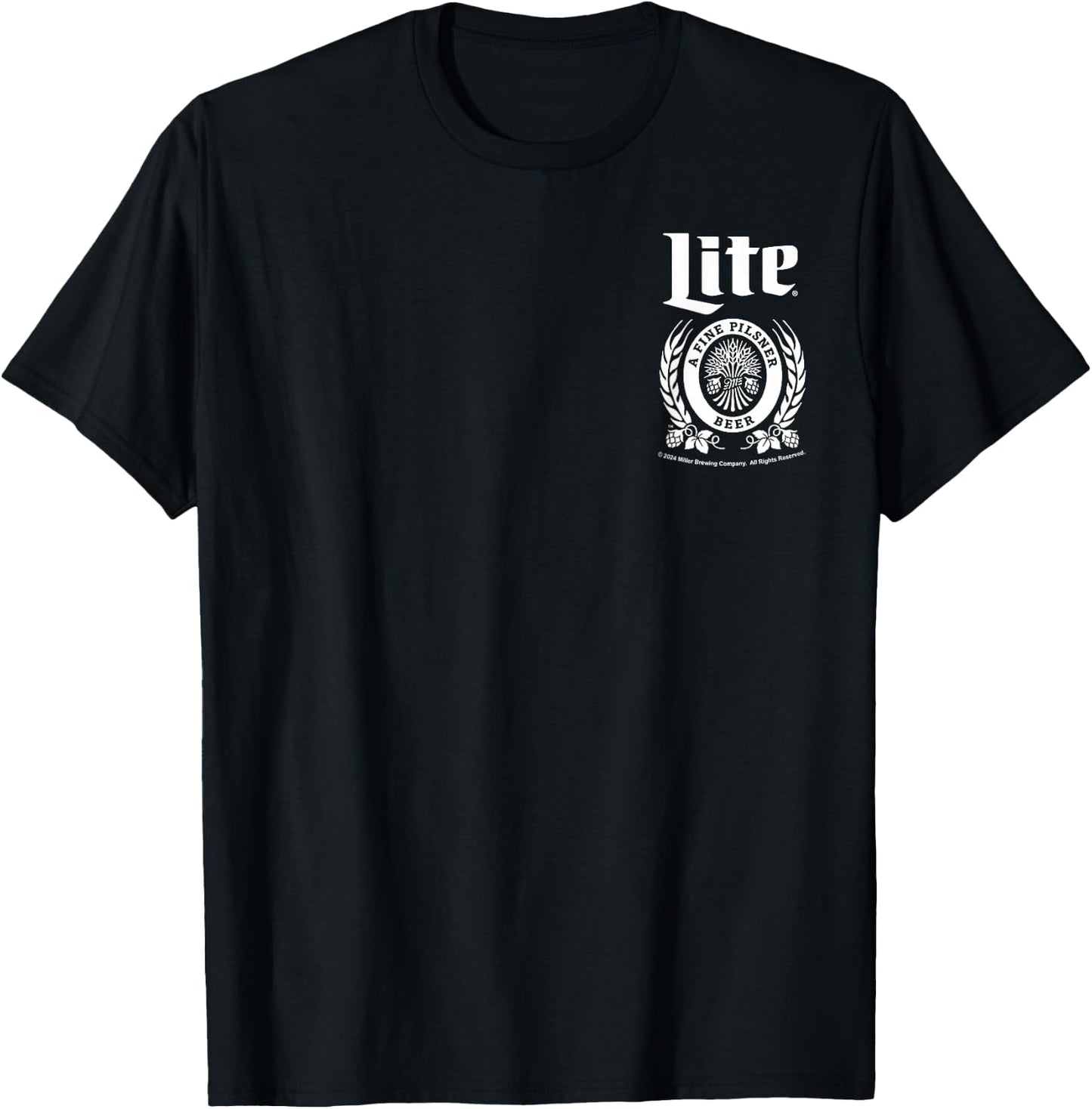 Miller Lite A Fine Pilsner Classic Vintage Faux Pocket T-Shirt - T-Shirt | Black