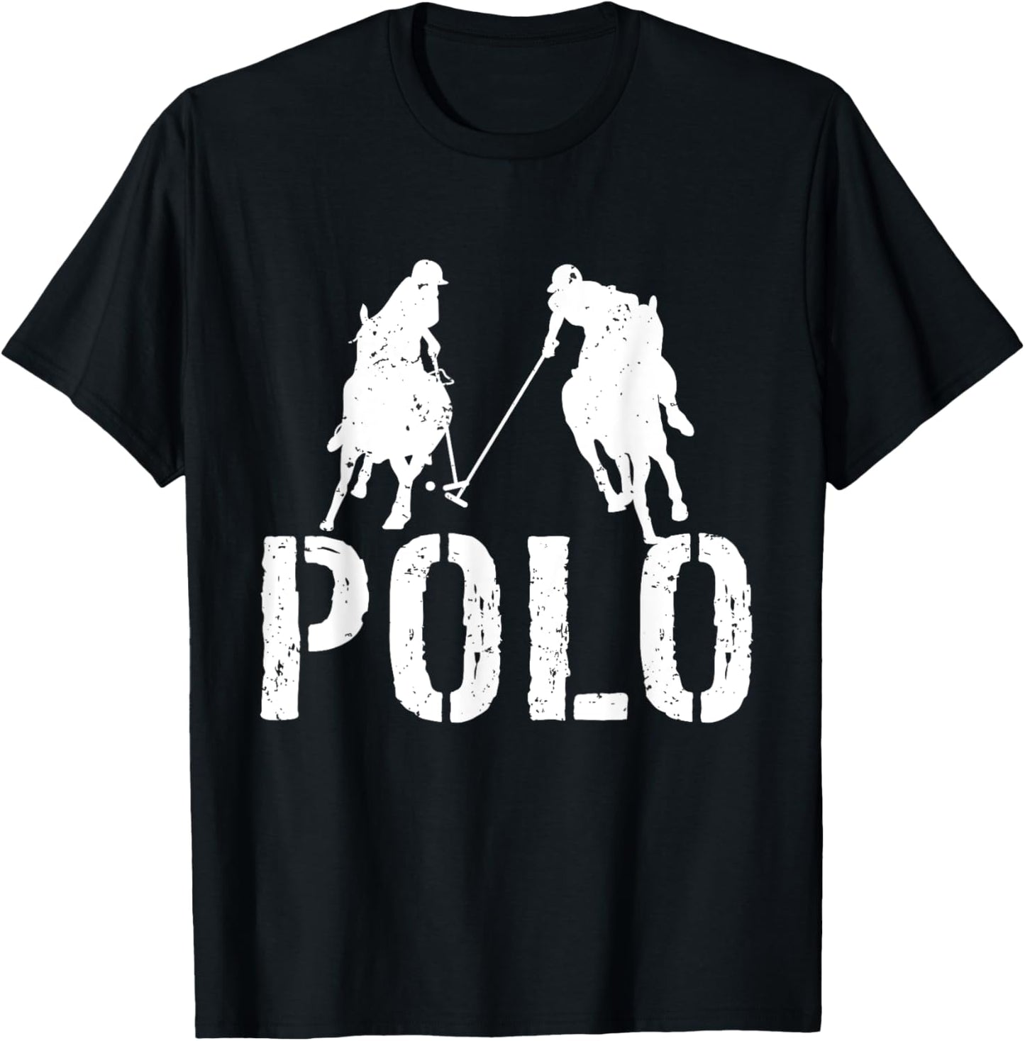Polo Players Horseback Riding Horse Equestrian Sports T-Shirt - T-Shirt | Black