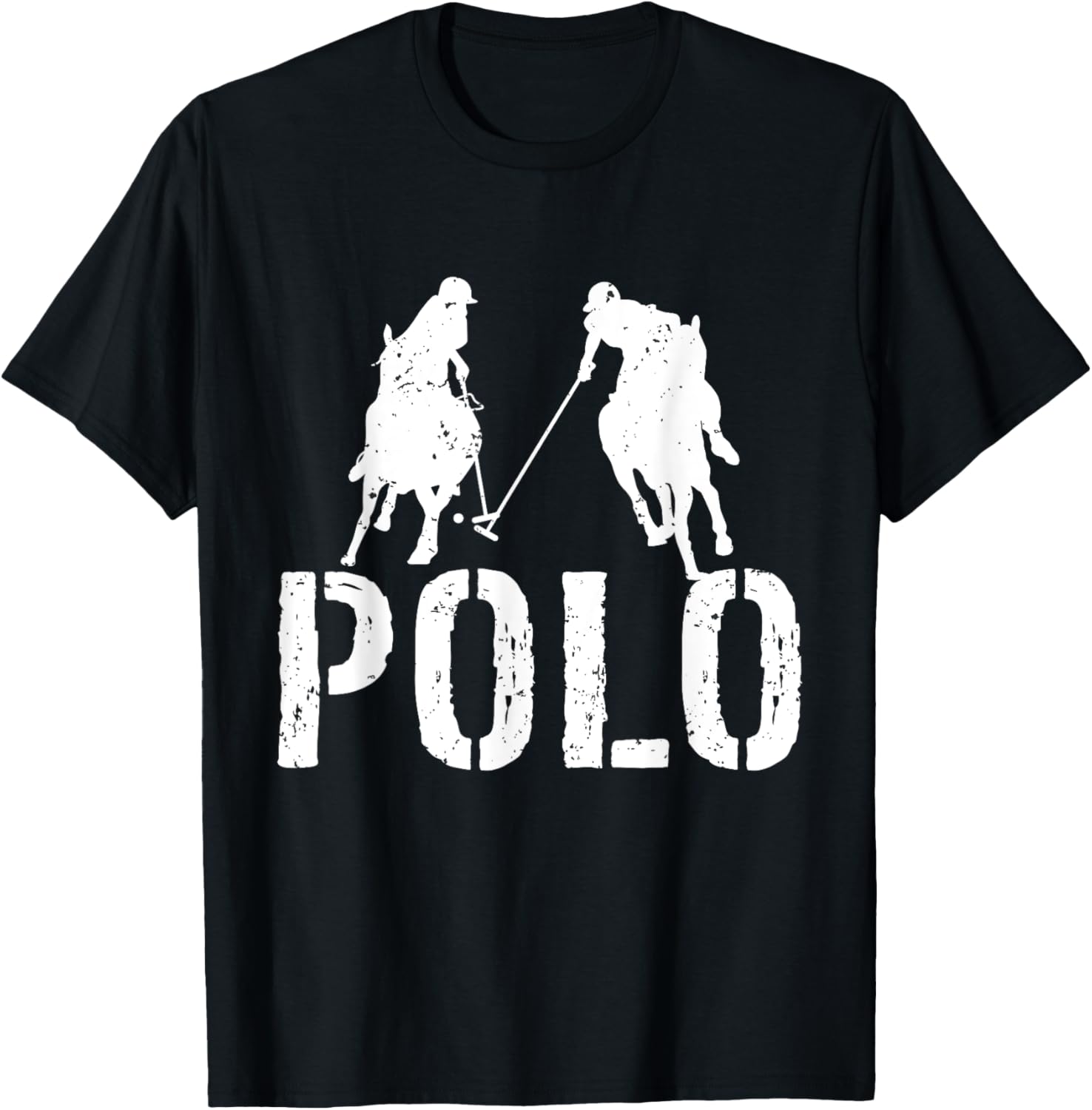 Polo Players Horseback Riding Horse Equestrian Sports T-Shirt - T-Shirt | Black