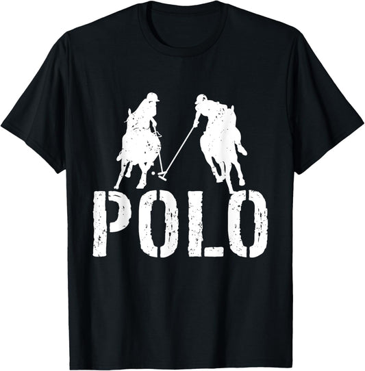 Polo Players Horseback Riding Horse Equestrian Sports T-Shirt - T-Shirt | Black
