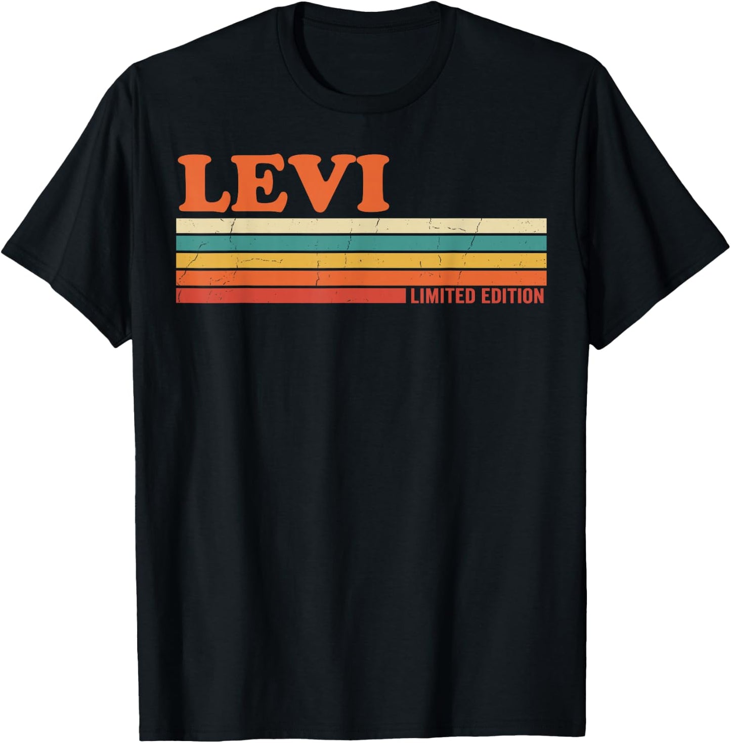 LEVI Retro Personalized First Name Vintage Stripes T-Shirt - T-Shirt | Black