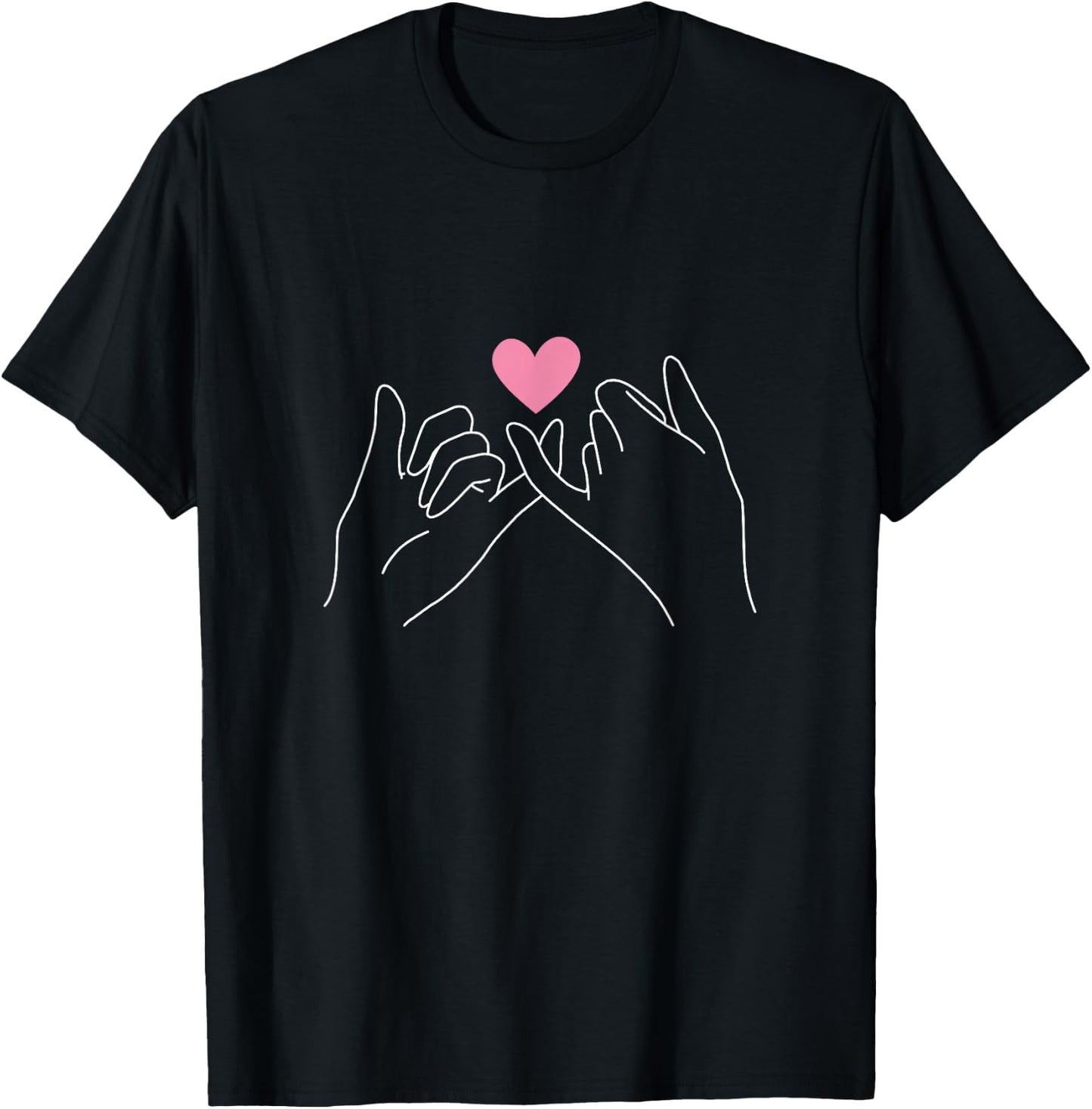 Pinky Swear Bestie BFF Pinky Promise Pink Heart Hand Gesture T-Shirt - T-Shirt | Black