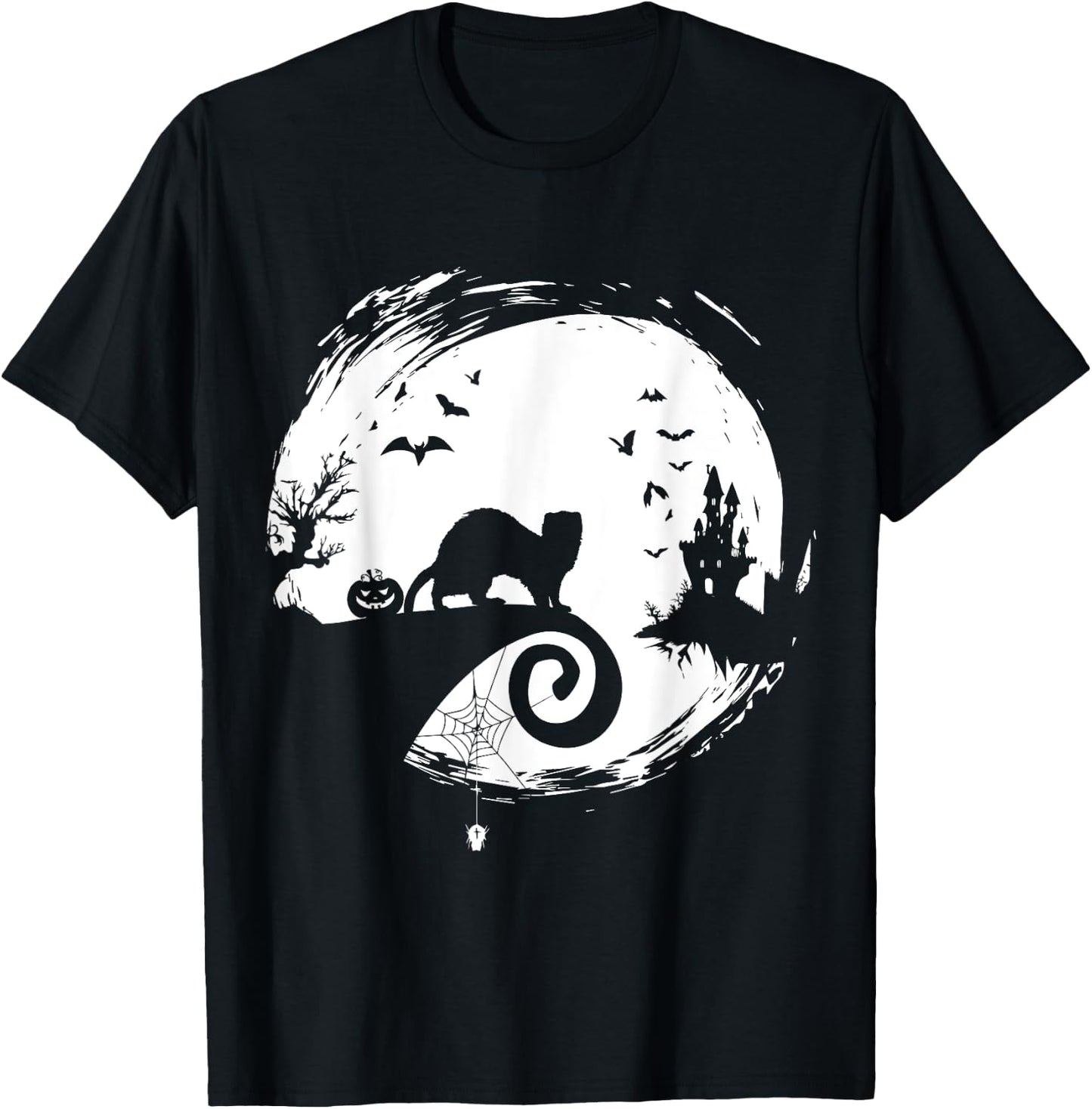 Ferret Halloween Costume Moon Silhouette Creepy Horror T-Shirt - T-Shirt | Black
