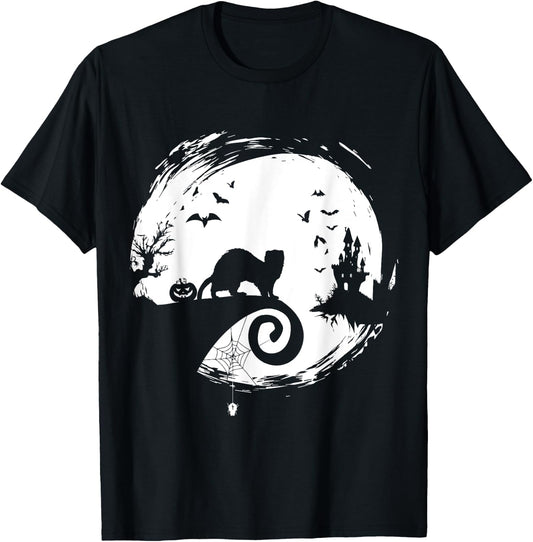 Ferret Halloween Costume Moon Silhouette Creepy Horror T-Shirt - T-Shirt | Black