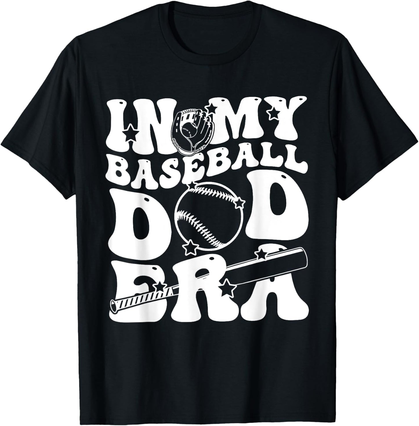 In My Baseball Dad Era Retro Groovy Daddy Papa Father's Day T-Shirt - T-Shirt | Black