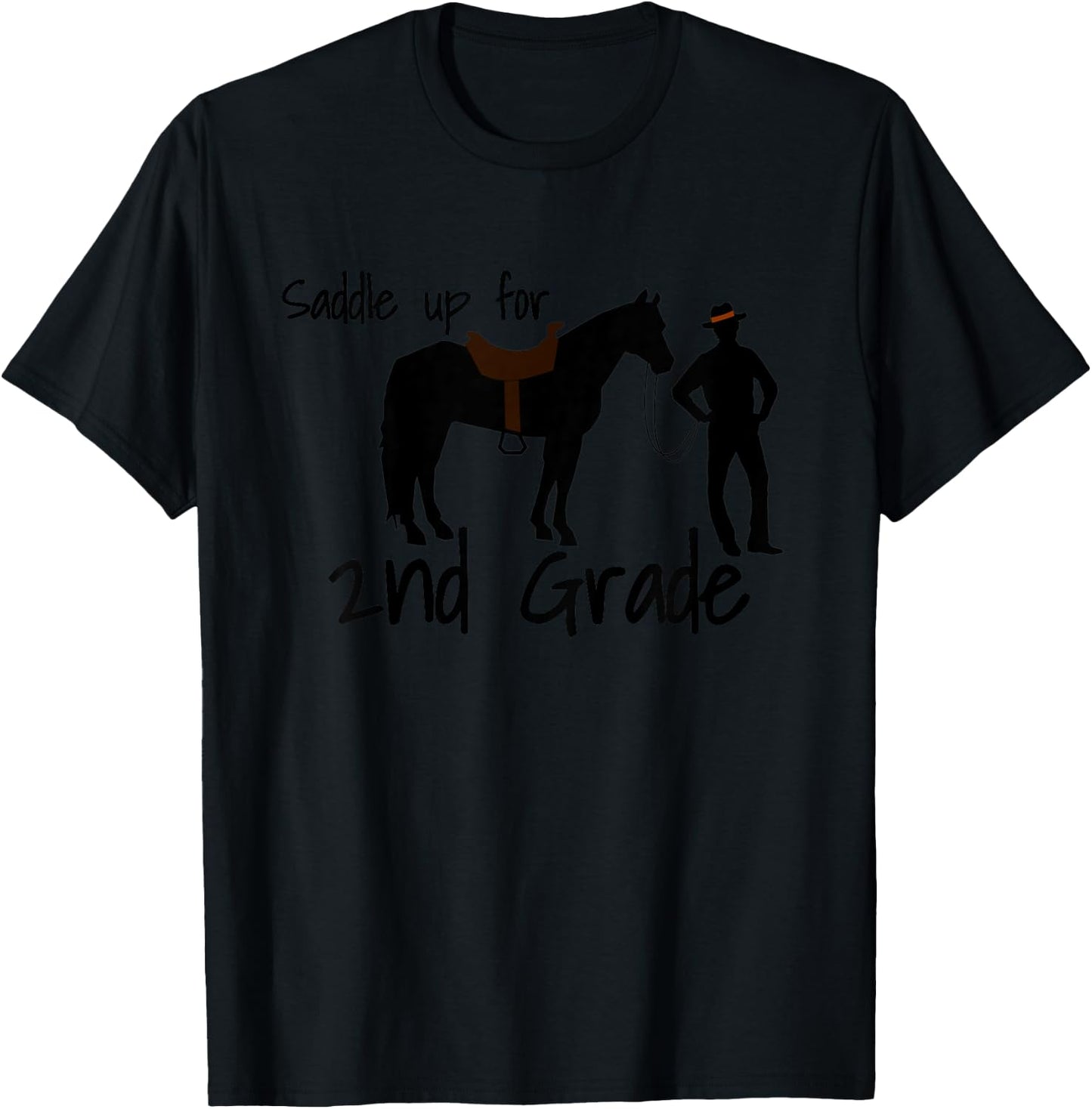 Kids "Saddle Up For 2nd Grade" Cowboy Horse Lovers T-Shirt - T-Shirt | Black