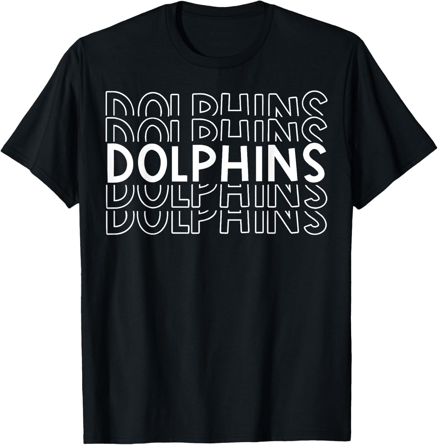 Dolphins School Sports Team Mascot Town Go College Athlete T-Shirt - T-Shirt | Black
