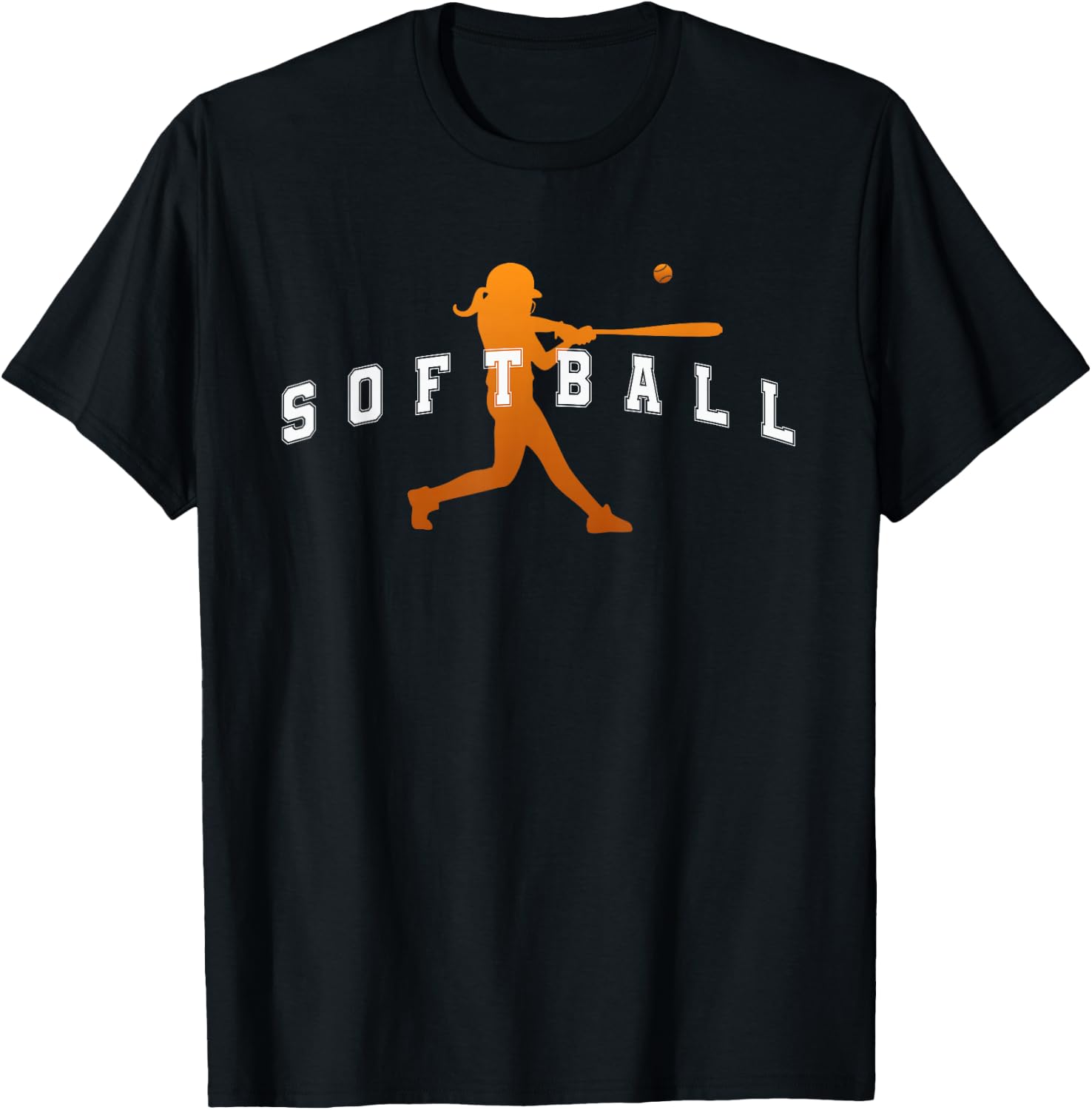 Softball Orange Team Player Text T-Shirt - T-Shirt | Black