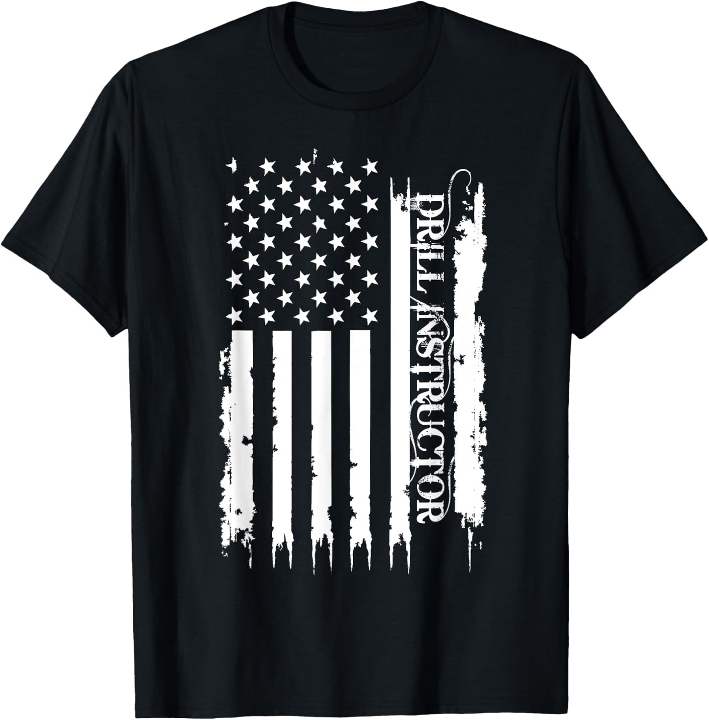 Drill Instructor United States Distressed w US Flag T-Shirt - T-Shirt | Black