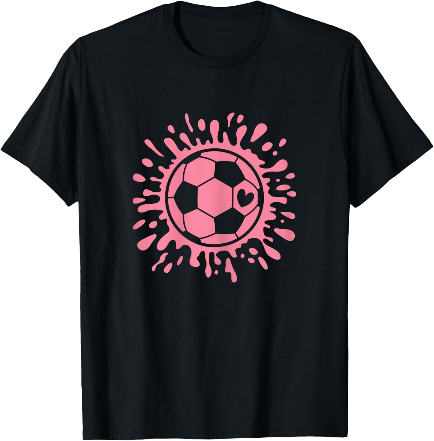 Soccer Ball Cute Pink Soccer Lover Women Girls Kids T-Shirt - T-Shirt | Black