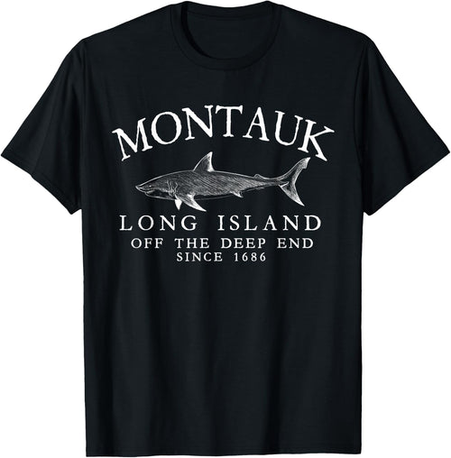 Montauk LI Off The Deep End Shark Fishing Vintage White