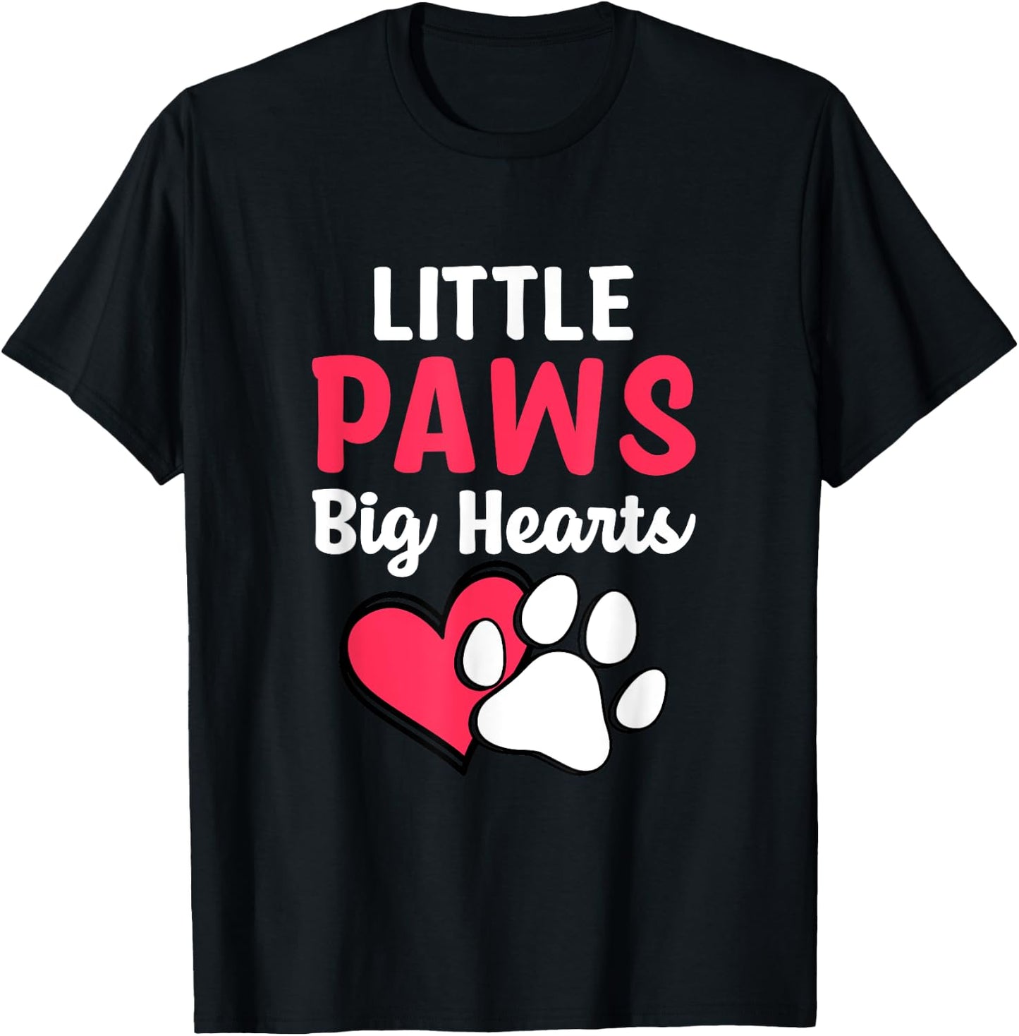 Little Paws Big Hearts Poodle Paw Print T-Shirt - T-Shirt | Black