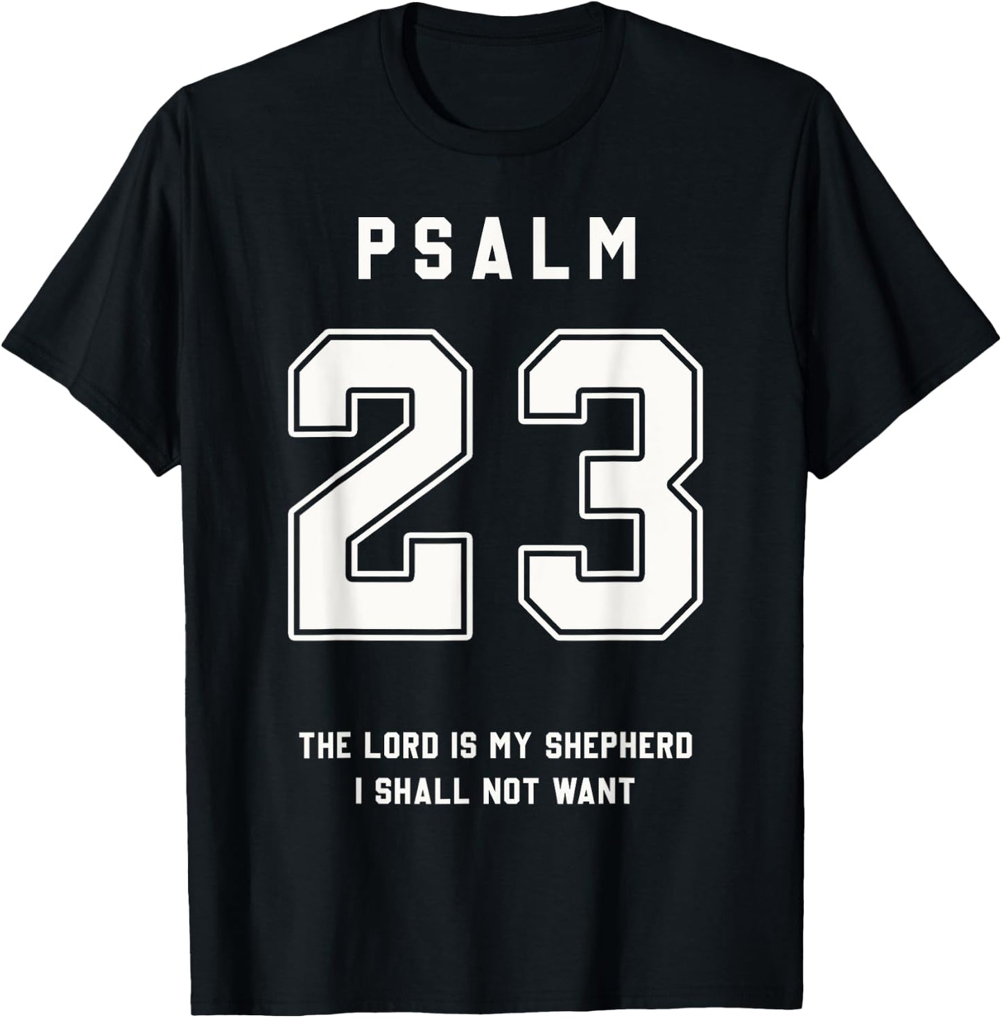 Psalm 23 Bible Verse Team Sports Jersey Christian T-Shirt - T-Shirt | Black